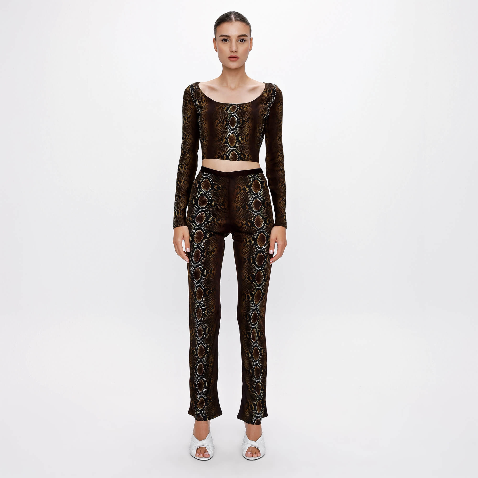 Versace - Brown Python Print Leggins&Top